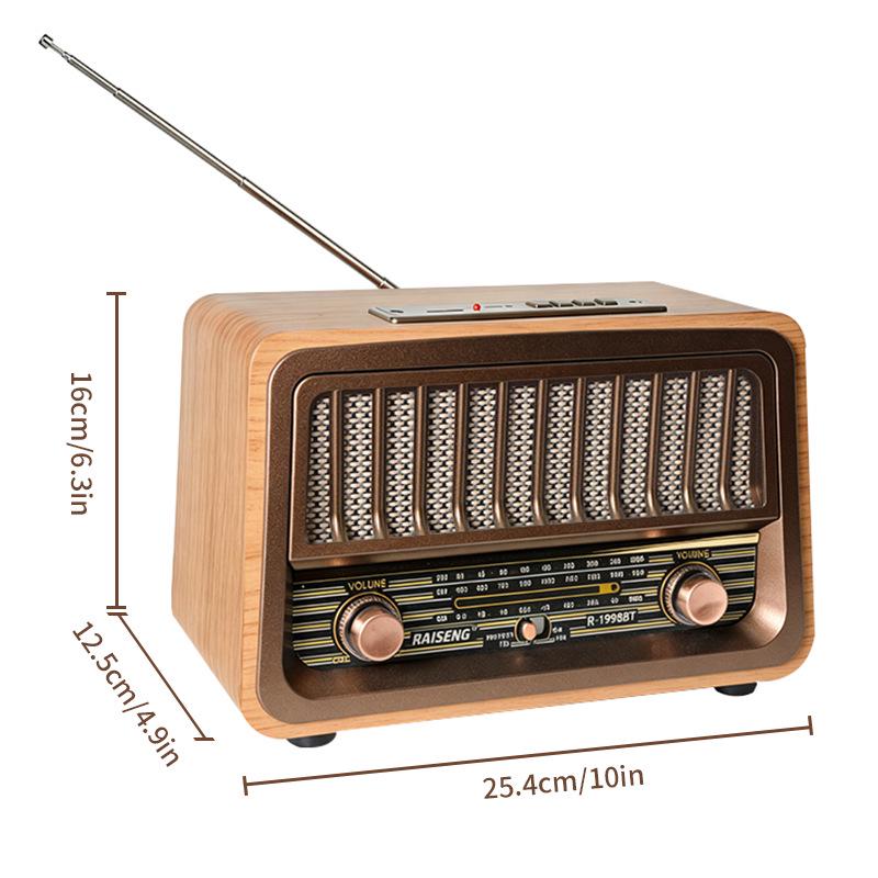 Portable Bluetooth Speaker: 1968BT Antique Style Home Radio with Subwoofer & Multifunction Card Slot