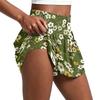 Damen Faltenrock mit Blumenmuster und integriertem Hosenrock Sportlicher Tennis-Skort zum Laufen, Yoga, Fitness, Freizeit