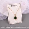 Luxury Drop Water Shaped Zircon Pendant Necklace Geometric Stainless Steel Choker Jewelry Birthday Gifts For Women Girls