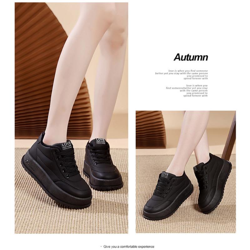 Solid Color Thick Platform Sole Fleece Lined Casual Winter Sneakers For Women