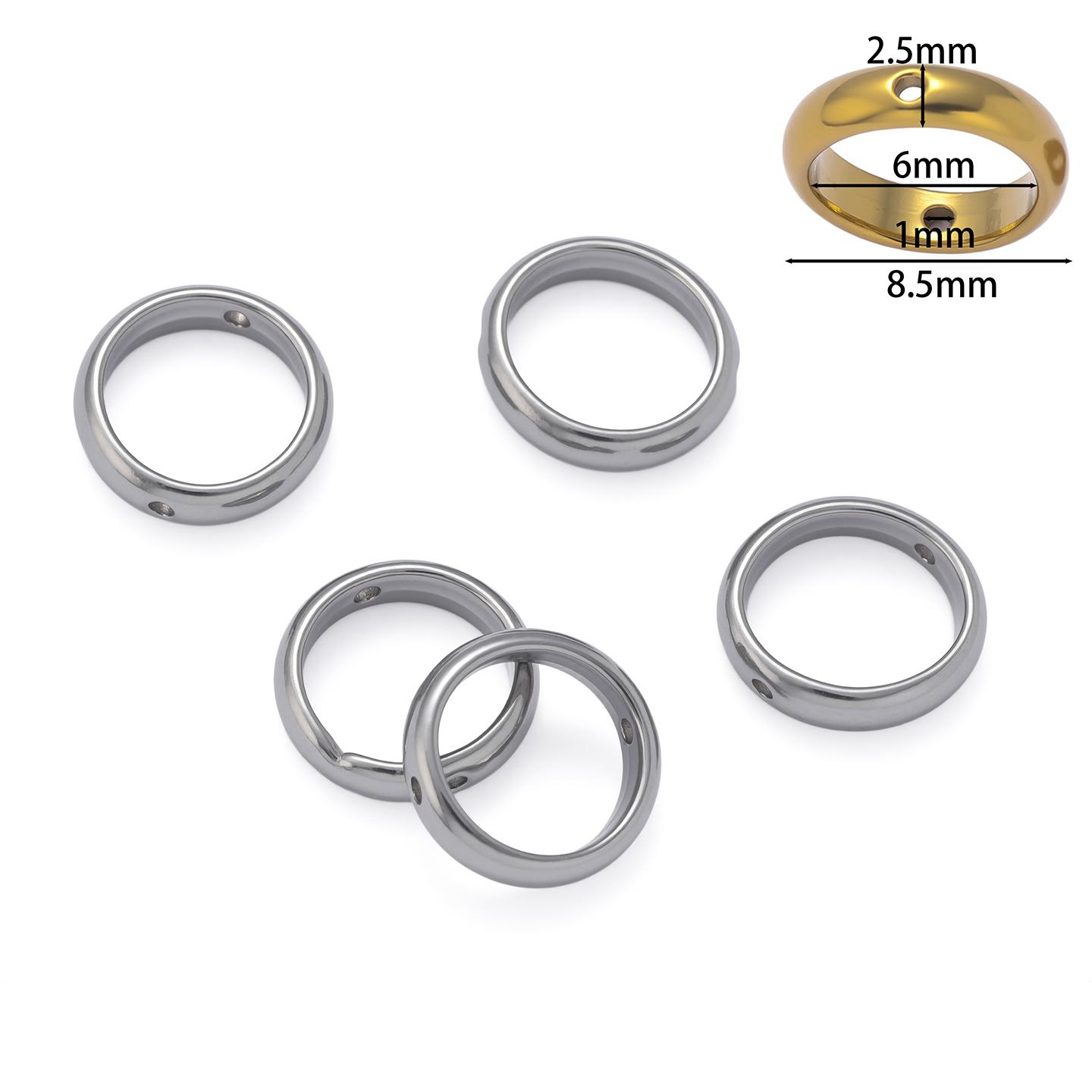 

5Pcs/Pack Stainless Steel Double Hole Round Frame Beads Connectors for DIY Jewelry Necklace Bracelet Making Accessories