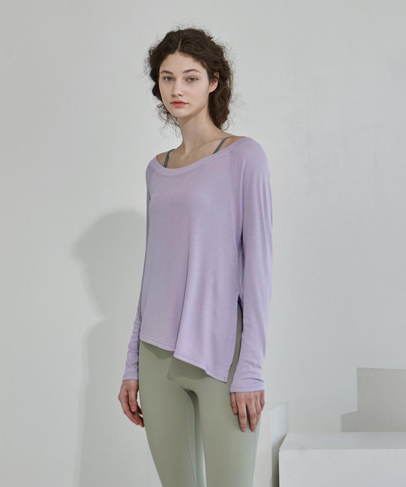 Debiweeo Soft Boat Neck Slit Cover-Up Devi-T0079-Lavender