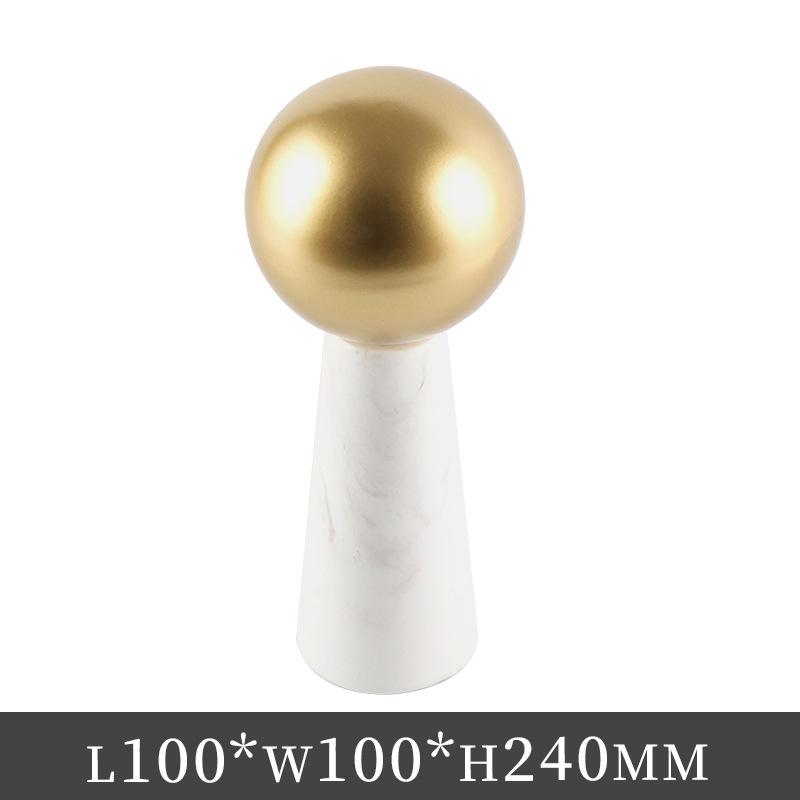 Golden Ball Marble Statue Geometric Cone Metal Spherical Ornaments Natural Marble Metal Figurine Home Decoration Accessories