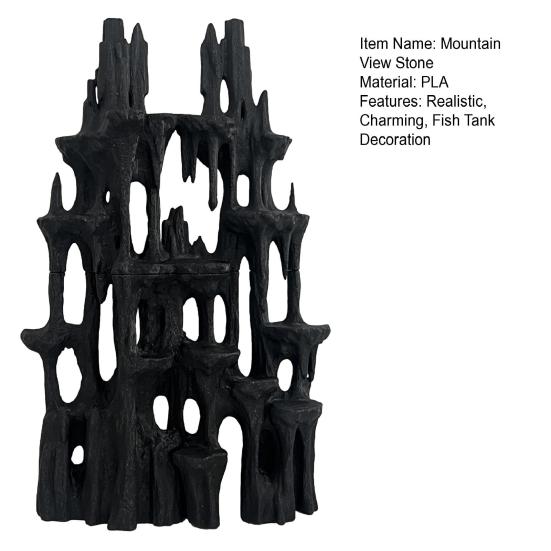 Aquarium Mountain View Stone Artificial Rock Formation Mountain Ornament Fish Tank Rockery Landscape Betta Hideout Cave for Small Fish Shrimp