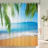 3d Beach Scenery Shower Curtains Sea Ocean Mediterranean Bathroom Curtain Waterproof Cloth Decoration 180*240cm Bath Curtain
