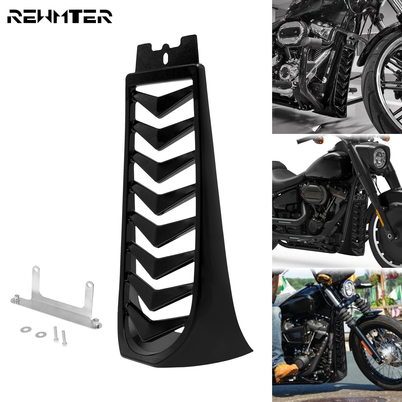 Motorcycle ABS Front Lower Radiator Cover Chin Fairing Spoiler Black For Harley Softail Street Bob Breakout Fat Bob 2018-2023 Chin spoiler
