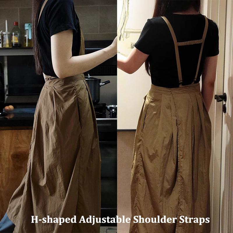 Long Lightweight Waterproof Apron with Pockets for Beauty Salon Nail Oil-proof Pleated Women's Kitchen Apron Anti-hair Pet Apron