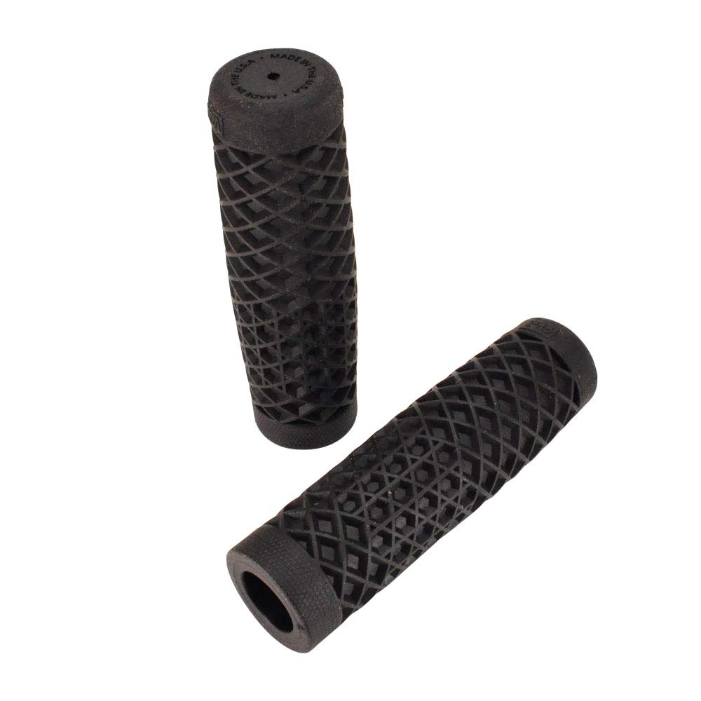 Vans "Waffle" Pattern Rubber Motorcycle Grips - Black - Sold as Pair for 7/8" Bars - Made in USA..