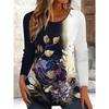 Vibrant Floral Crew Neck Long Sleeve T-Shirt Fashion Pattern Women Clothing Casual Y2k Clothes
