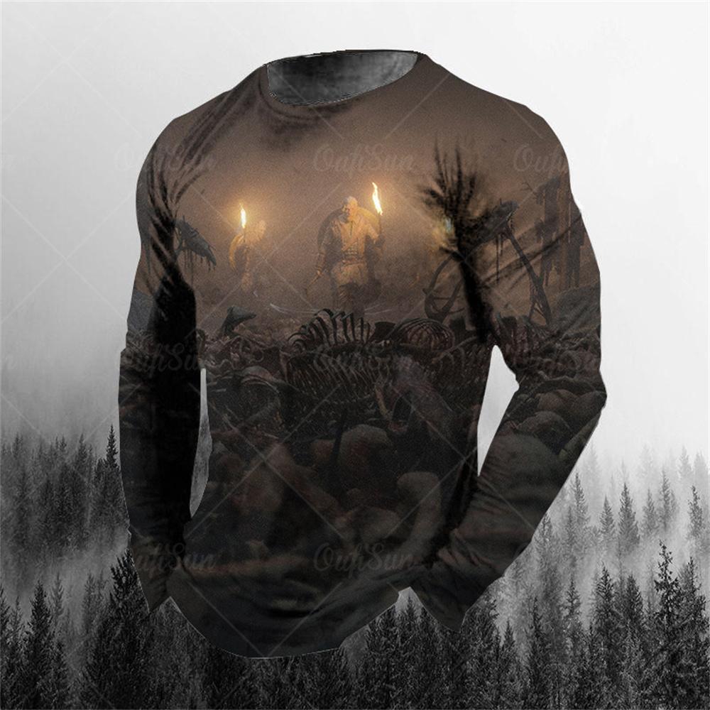 Vintage Genie Ghost 3D Print Sommar T-shirt med rund hals för män Casual långärmad T-shirt Oversize tröja Mode Herrkläder