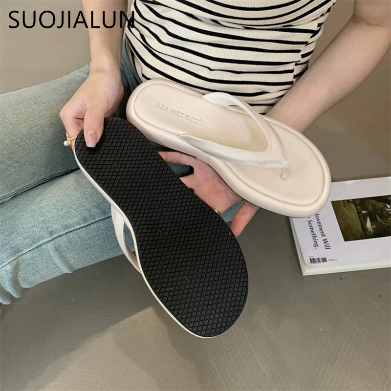 Fashion SUOJIALUN 2024 Summer New Brand Women Slipper Fashion Low Weadge Heel Dress Sandal Shoes Open Toe Slip On Outdoor Dress Slides