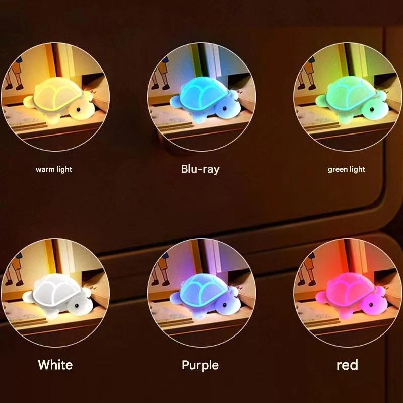 Turtle LED Night Light Cute Silicone Animal Soft Lamp RGB Touch Nightlight Children Sleep Light Room Bedside Decoration Gift