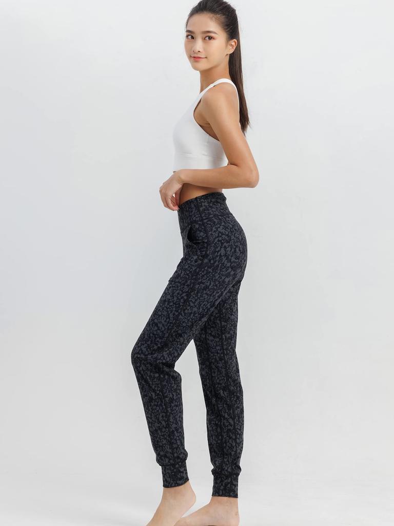 Loopa Jogger Yoga Pants for and Leopard Size L Women's Pants, Pilates, Running, Training, Gray,