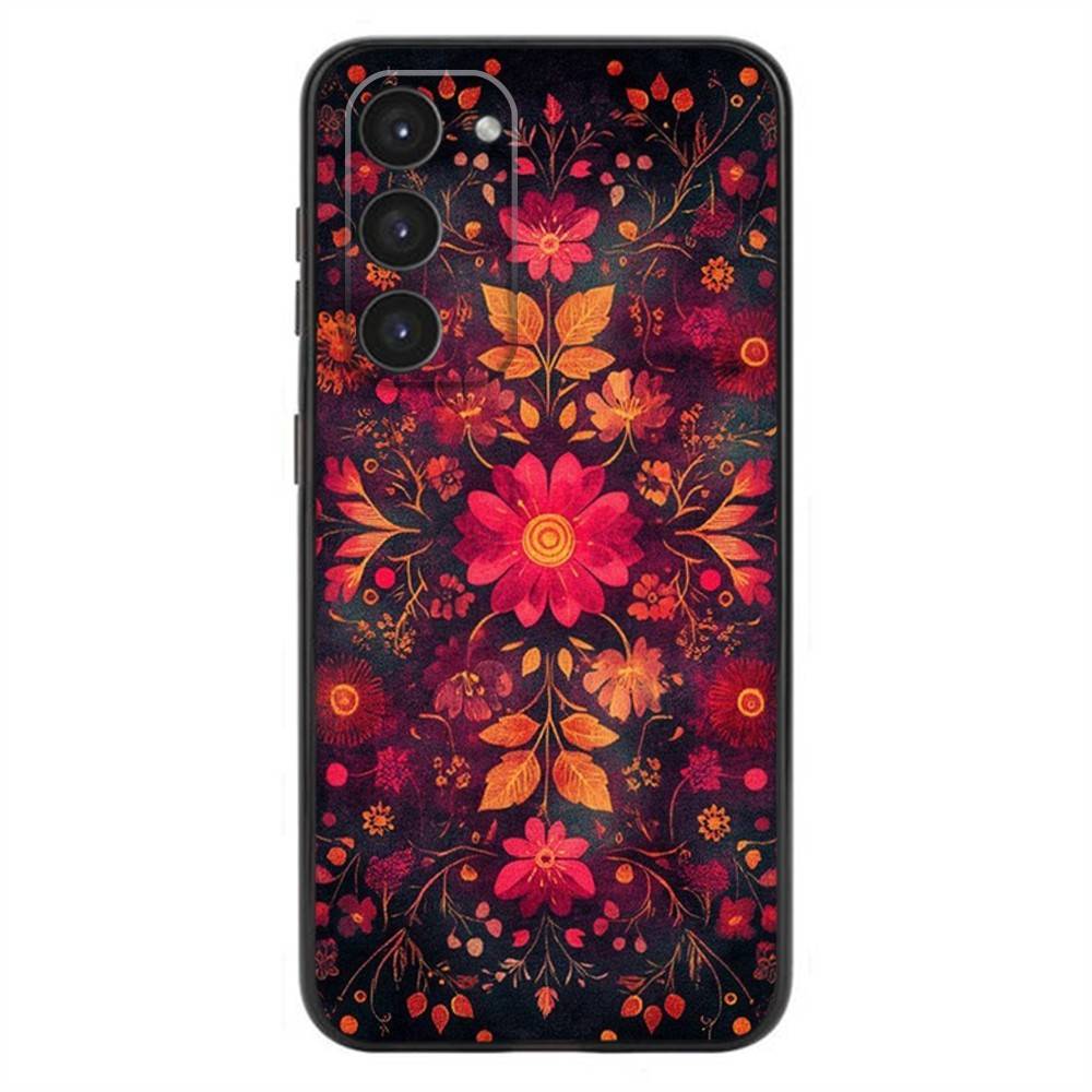 Luxury Flower Plants Fashio Phone Case For Samsung Galaxy A20,21s,22,31,32,52,53,72,73,80,91 Soft Silicone Black Cover