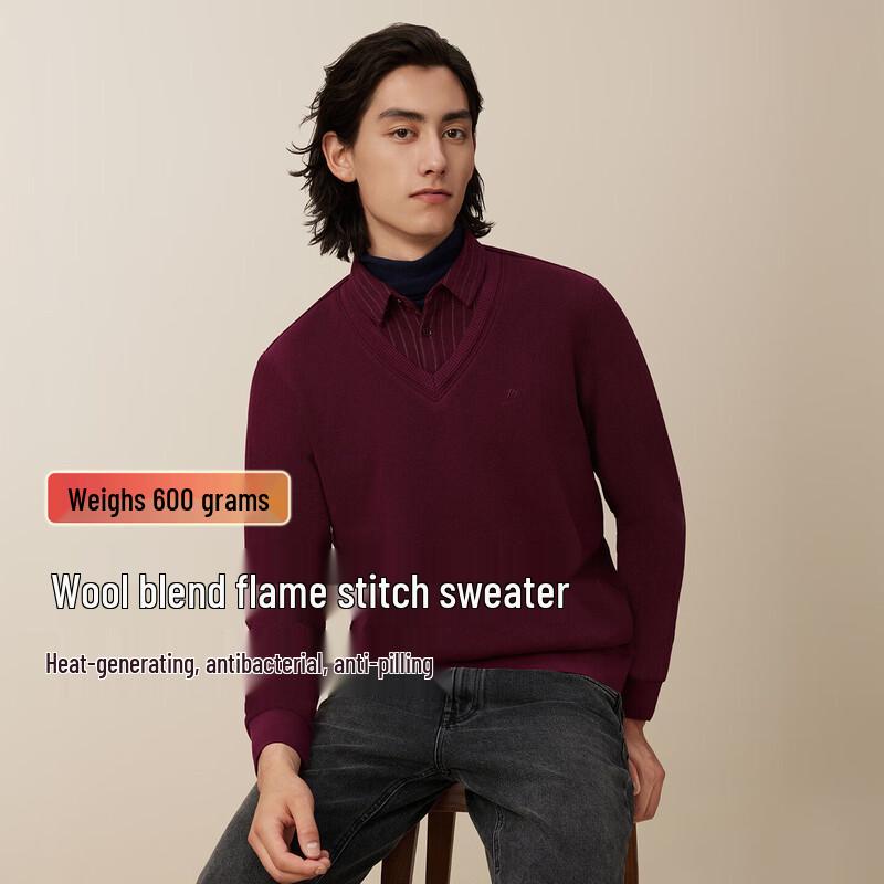 

Hodo Men s Thermal Faux Shirt Collar Knit Sweater 4XL