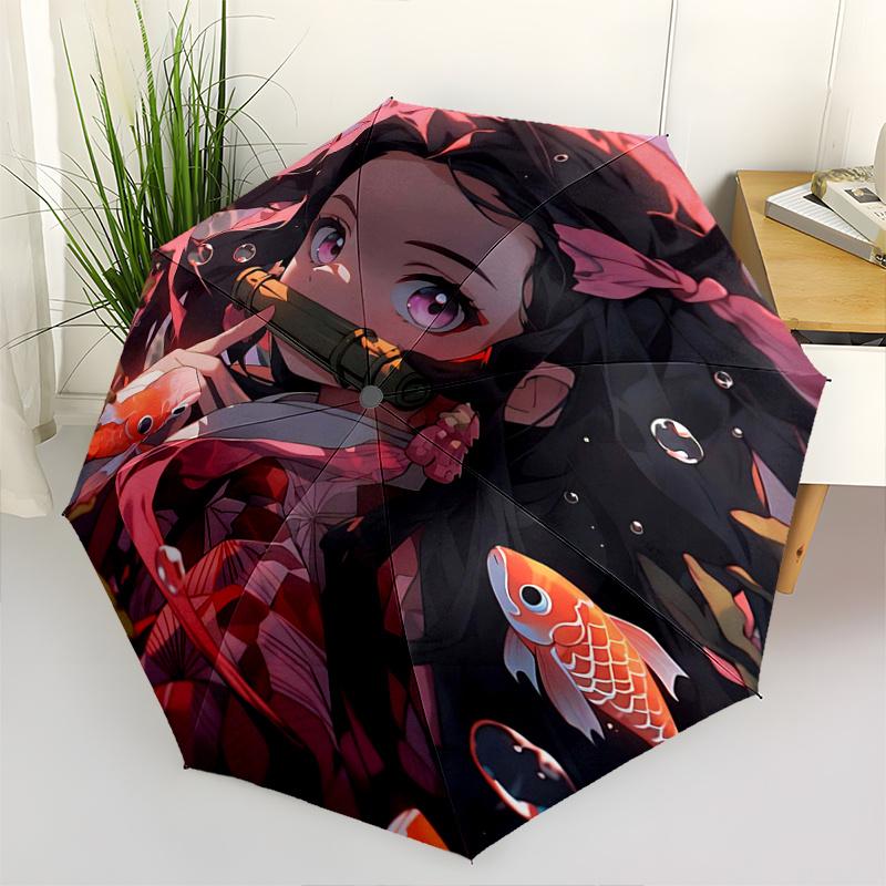 1pc Kamado Nezuko Demon Slayer Automatic Opening and Closing Umbrella - Suitable for Various Occasions, Outdoor Activities, Lightweight and Durab