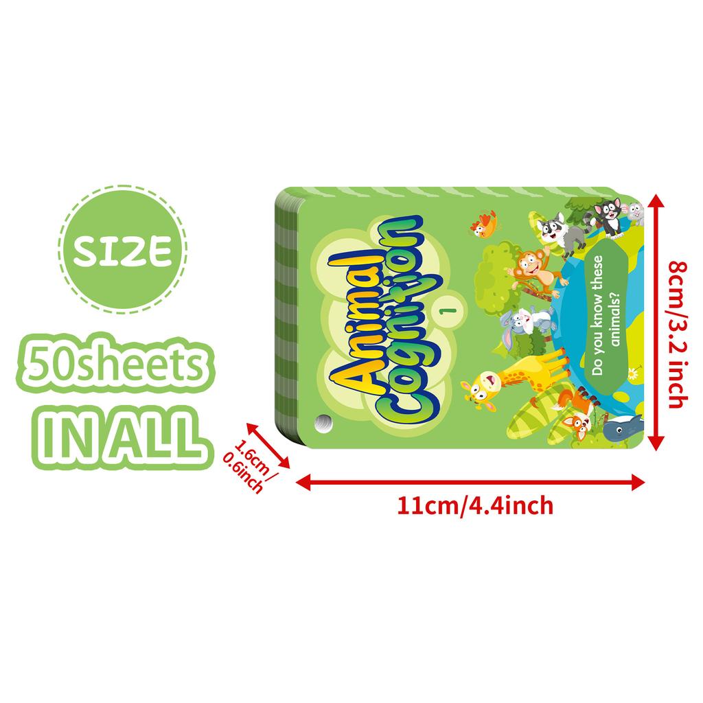 50 Cute Wind Animal Cognition Cards Cute Wind Parent-Child Communication Puzzle Enlightenment Education Cards