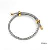 3mm Adjustable Steel Hand Rope Bracelet with Figure-Eight Buckle, Hard Gold Lucky Pixiu Beads, Red Rope Zodiac Design