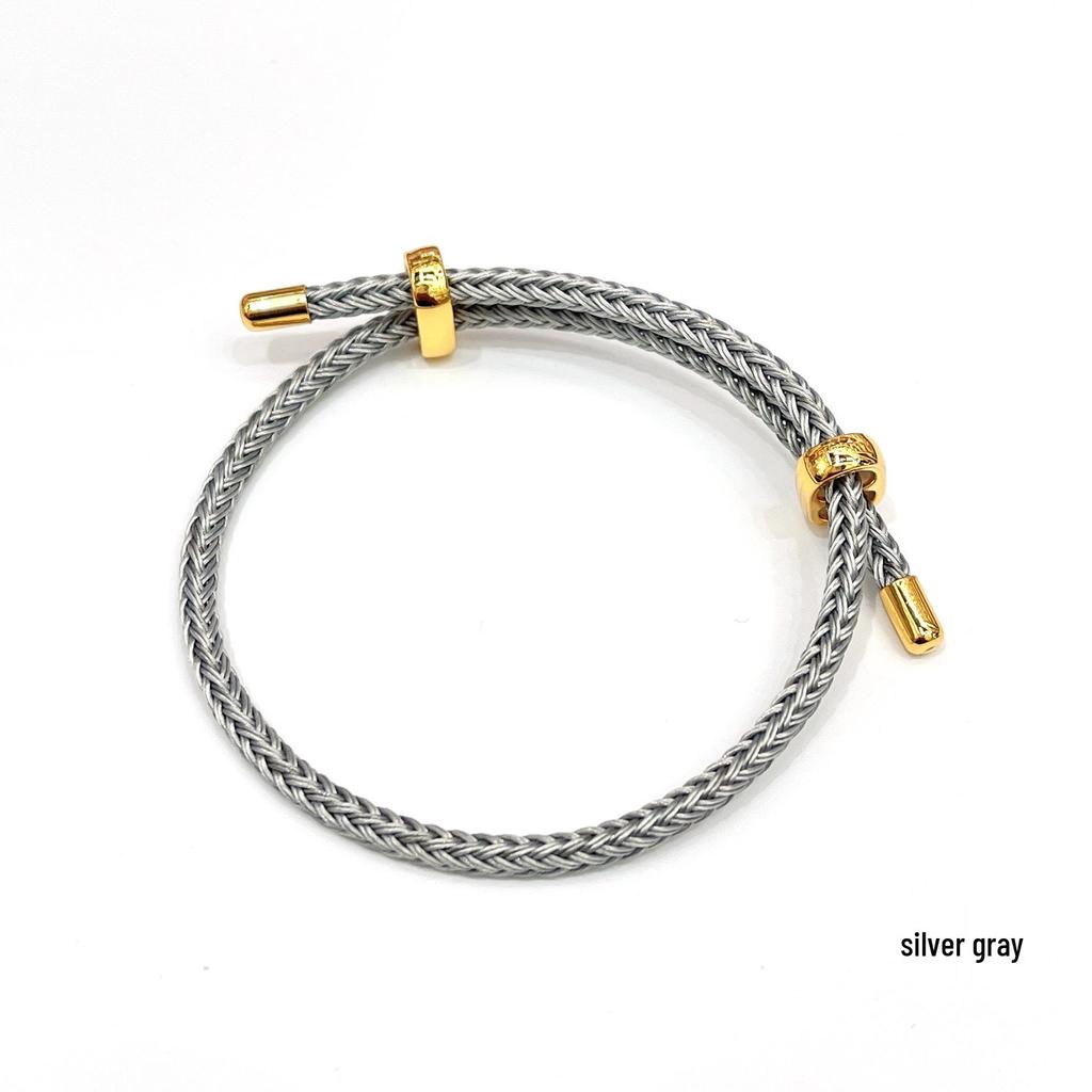 3mm Adjustable Steel Hand Rope Bracelet with Figure-Eight Buckle, Hard Gold Lucky Pixiu Beads, Red Rope Zodiac Design
