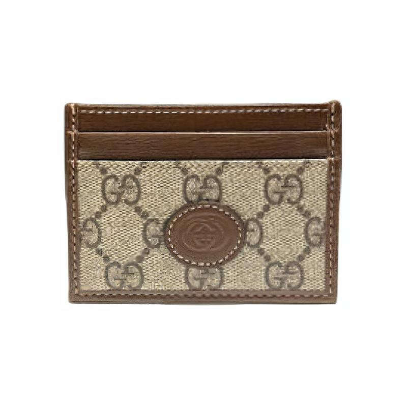 Gucci Presbyopie-Logo, Ineinandergreifendes Doppel-G-Logo, Kartenetui aus Canvas und Leder, Partner-Look für Damen und Herren, Ebenholz und Braun