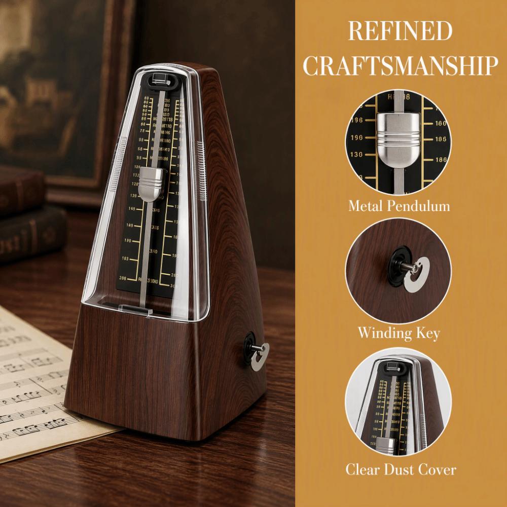 Loud Sound Wood Grain Metronome 40-208 BPM High Precision Metronome For Guitar Practice