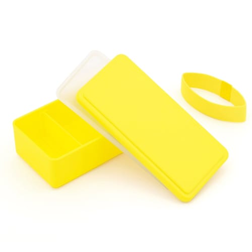 Miyoshi Seisakujyo GEL-COOL Square Lunch Box with Integrated Ice Pack, Large, Lemon Yellow, 17.8 X 8.7 X 6 Cm, 500ml Capacity, Single Tier, Suitable F