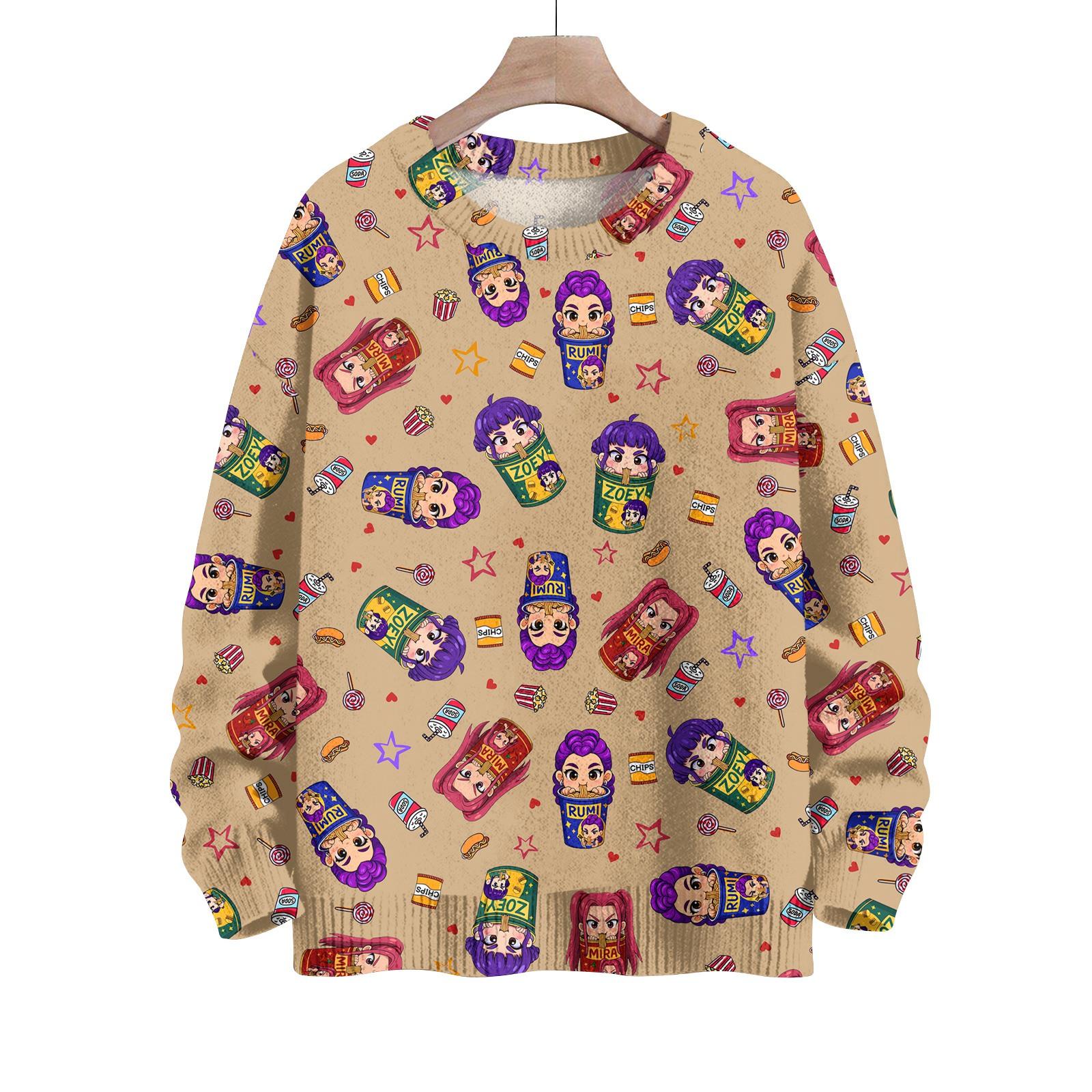 

Свитшоты для женщин Вязаный свитер Милая рубашка Осенний круглый вырез Пуловер Топы M оранжевый