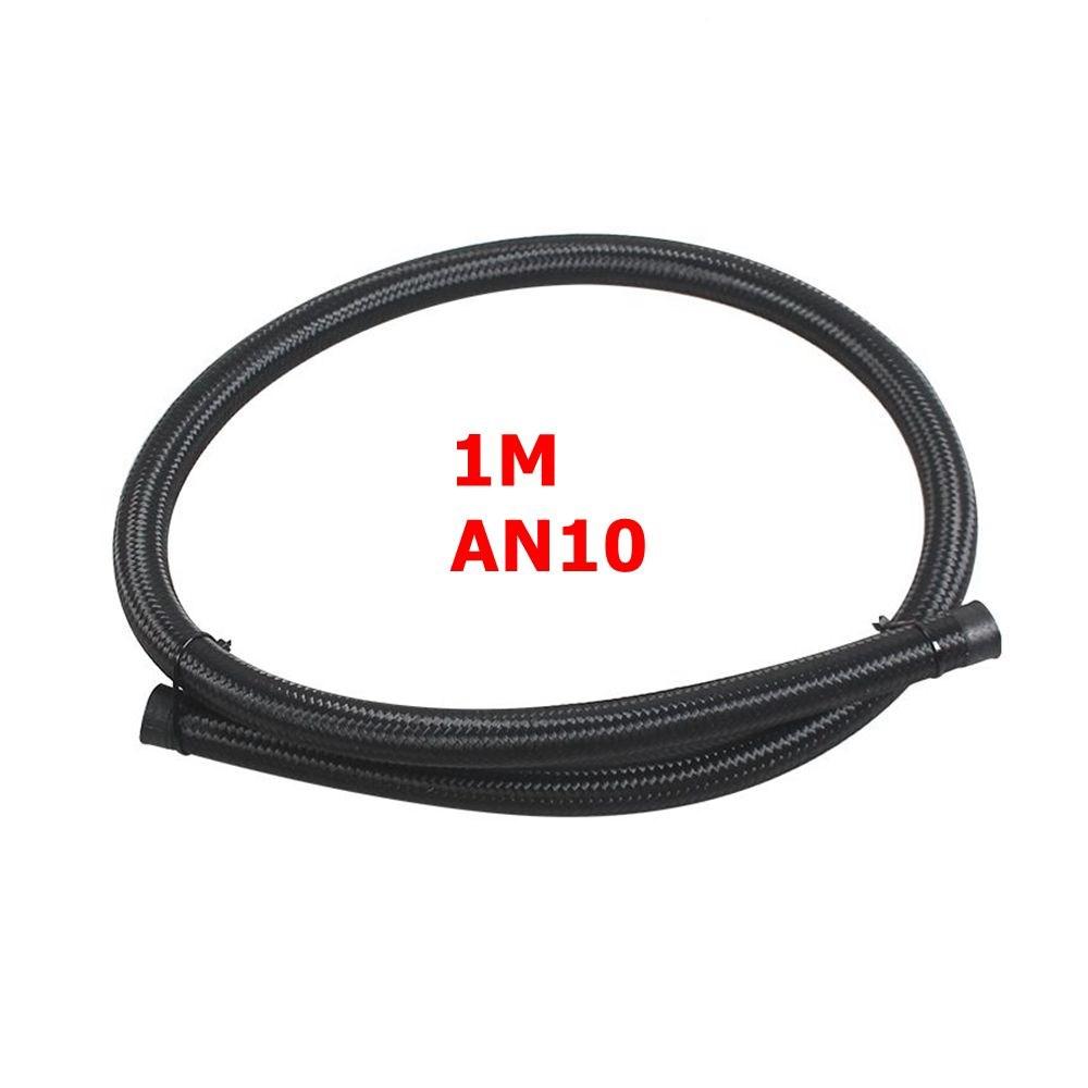 1M PTFE AN4-AN12 Racing Hose Stainless Steel Braided Brake Hose Fuel Oil Line Oil Cooler Car Hoses Accessories Black/Silver