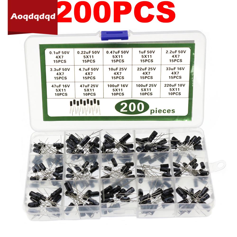 

электролитический конденсатор, смешанные радиальные электролитные конденсаторы SMD 10 В, 16 В, 25 В, 50 В, 0,1 мкФ-220 мкФ, электронный комплект для