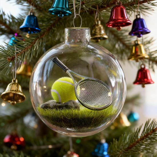 3D Animal Christmas Ball Decoration Dachshund/Tennis/Baseball/Golf Clear Plastic Xmas Ball Ornament for Winter Xmas