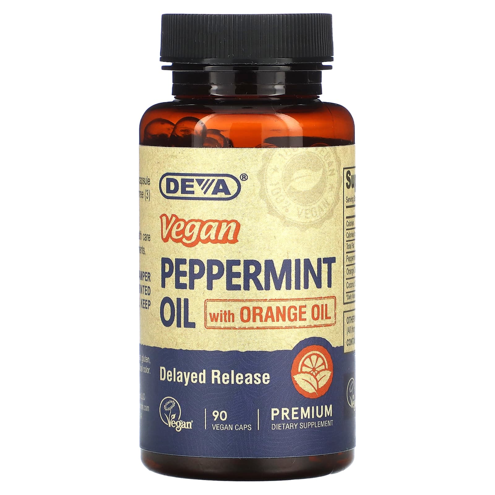 

Vegan Peppermint Oil with Orange Oil, 90 Vegan Capsules