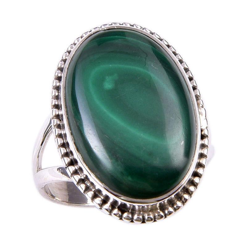 Natural Malachite Gemstone 925 Solid Sterling Silver Jewelry Ring Size 7 P4j78