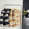 Xin Xing EONEE Women's Retro Striped Lamb Wool Hooded Jacket - Autumn/Winter