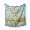 Famous Oil Painting Twill 100% Silk Scarf Fashion Bandana Women Scarf Wraps 53cm Square Scarves Hijab Head Scarf Neckerchief