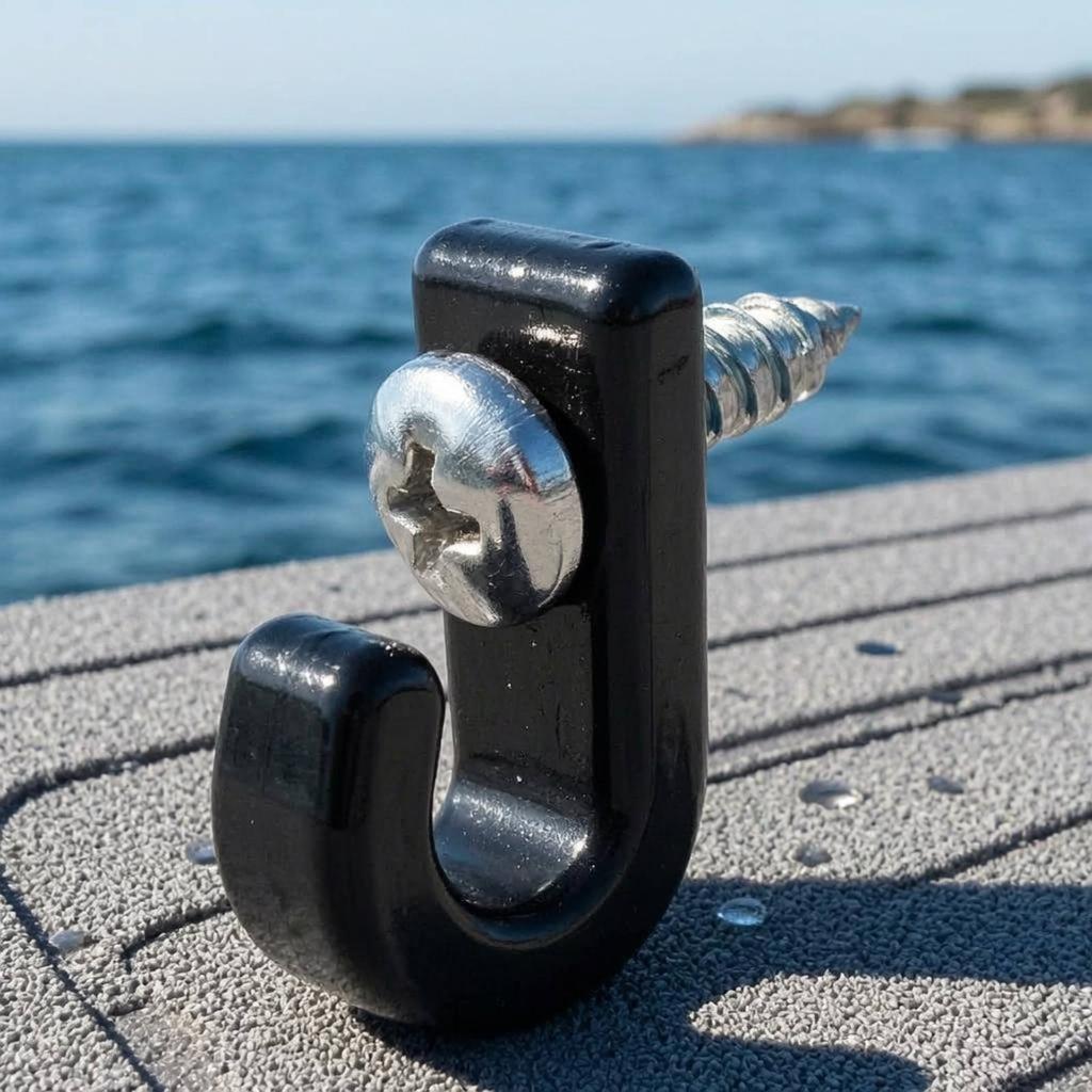 Kayak J-Shaped Hook Long-Lasting Abs Material Boat Deck Fastening Hook Kayak Rigging Kit High Wear Durability Boating Hardware