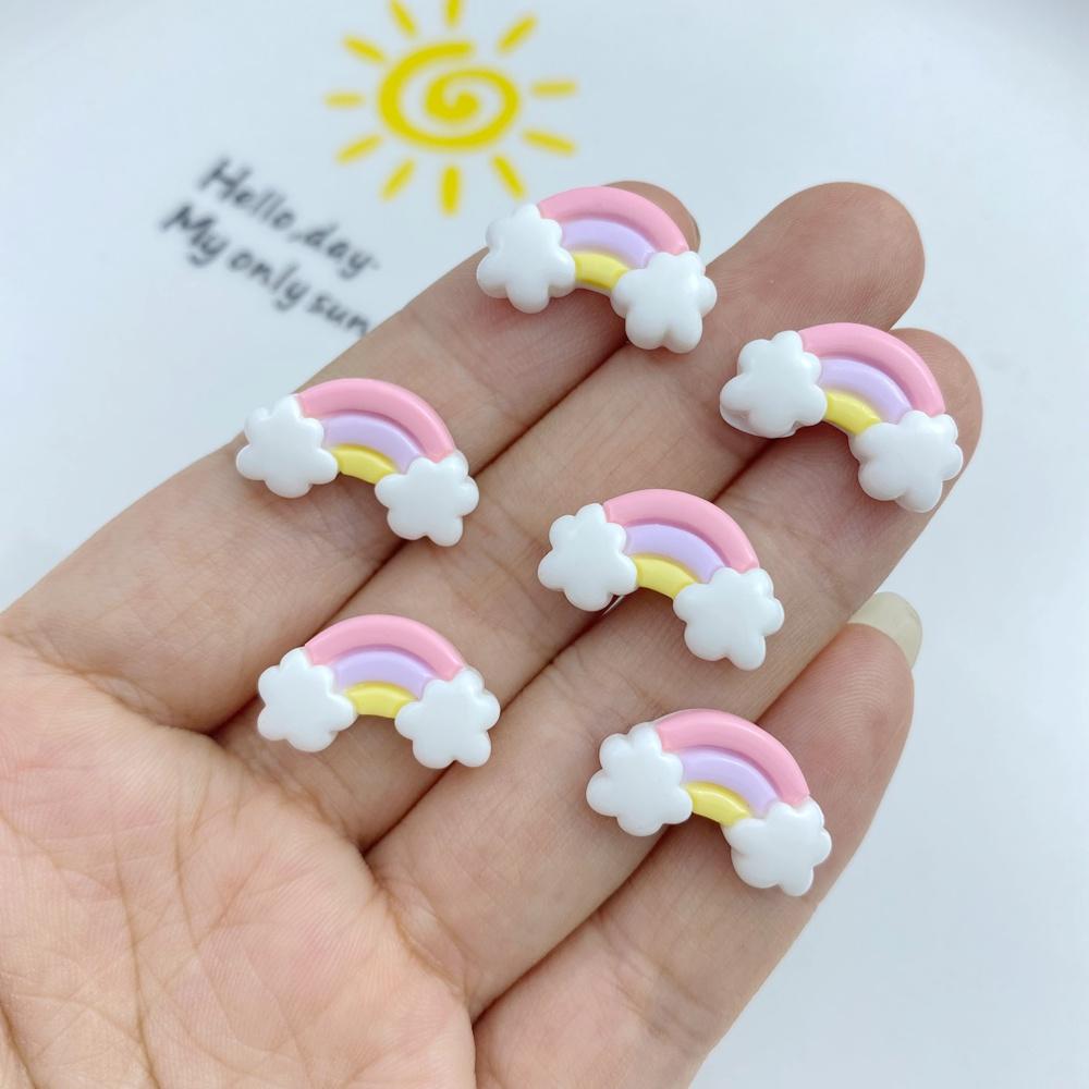 30Pcs New Cute Resin Mini Colorful Rainbow Series Flat Back Manicure Parts Embellishments For Hair Bows Accessorie