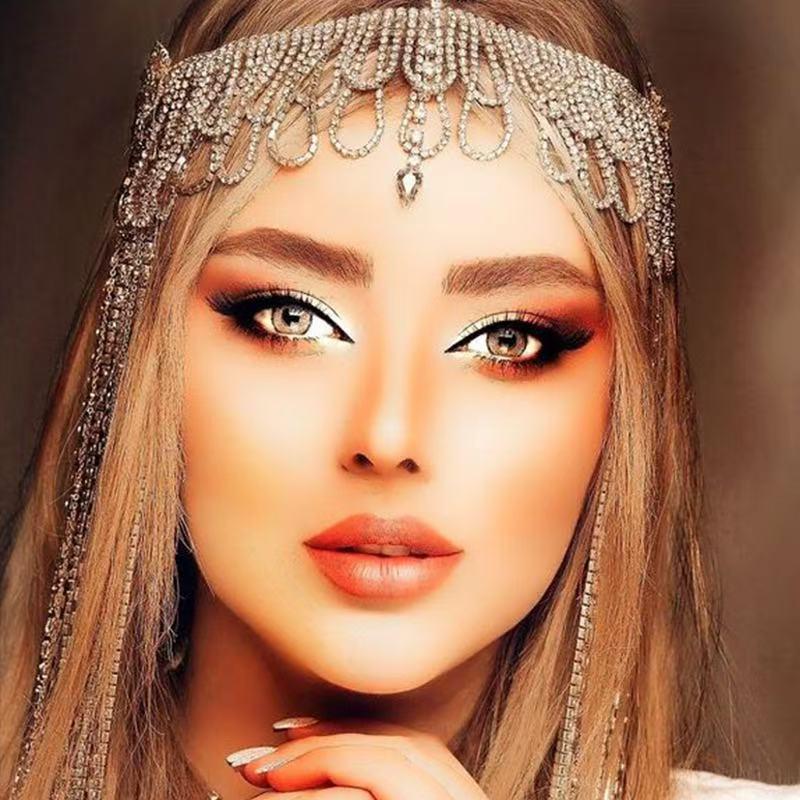1 Pieza Cadena para la Cabeza de Boda Joyería Malla Hueca Tocado para Mujeres Diadema de Lujo Gorro Sombrero Accesorios para el Cabello