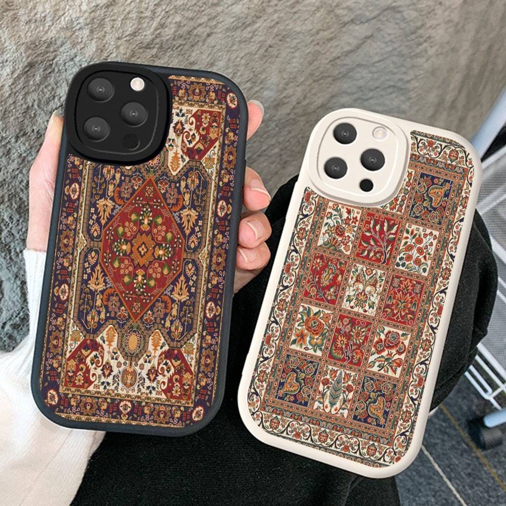 Persian Carpet Floral Pattern Phone Case Hard Leather For IPhone 16 15 14 13 12 Mini 11 14 Pro Max Xs X Xr 7 8 Plus Fundas