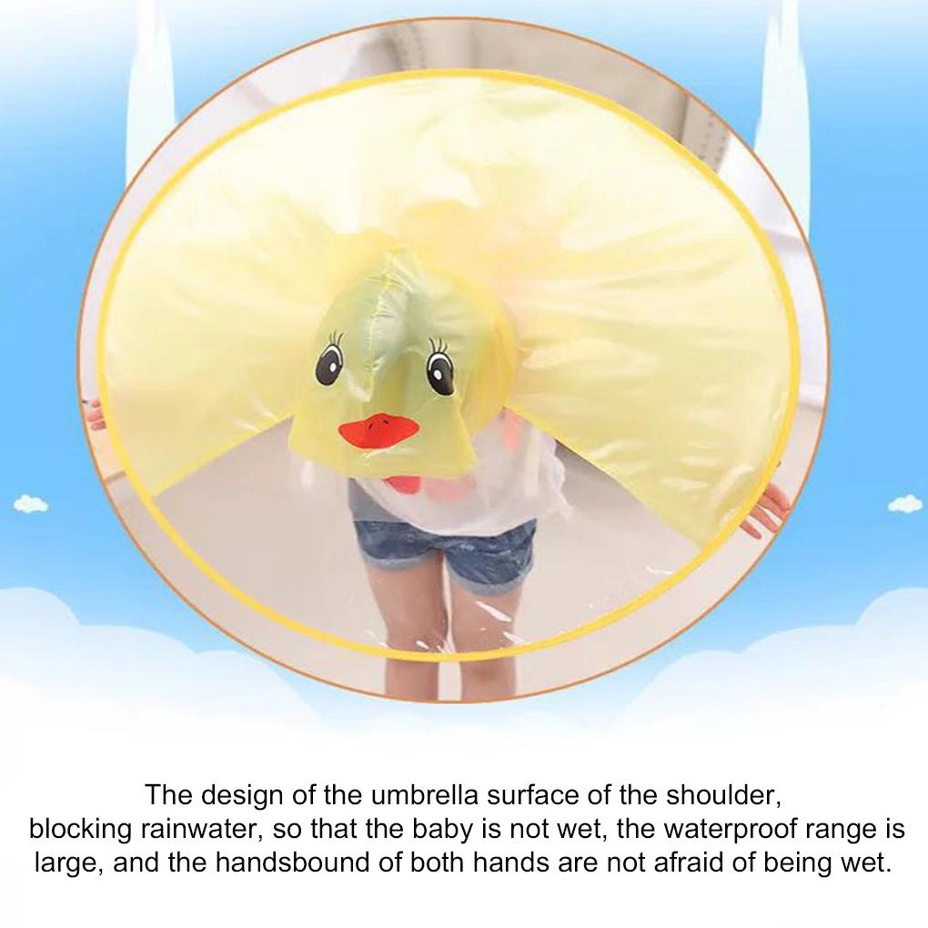 Cute Baby Foldable Cartoon Duck Rainwear Waterproof Kids Reflective Ring Rain Coat Cover Reusable Poncho Raincoats