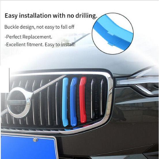 3-Color Front bumper Mesh Grille Grill Strip Cover Trim For Volvo XC40 2019-2022