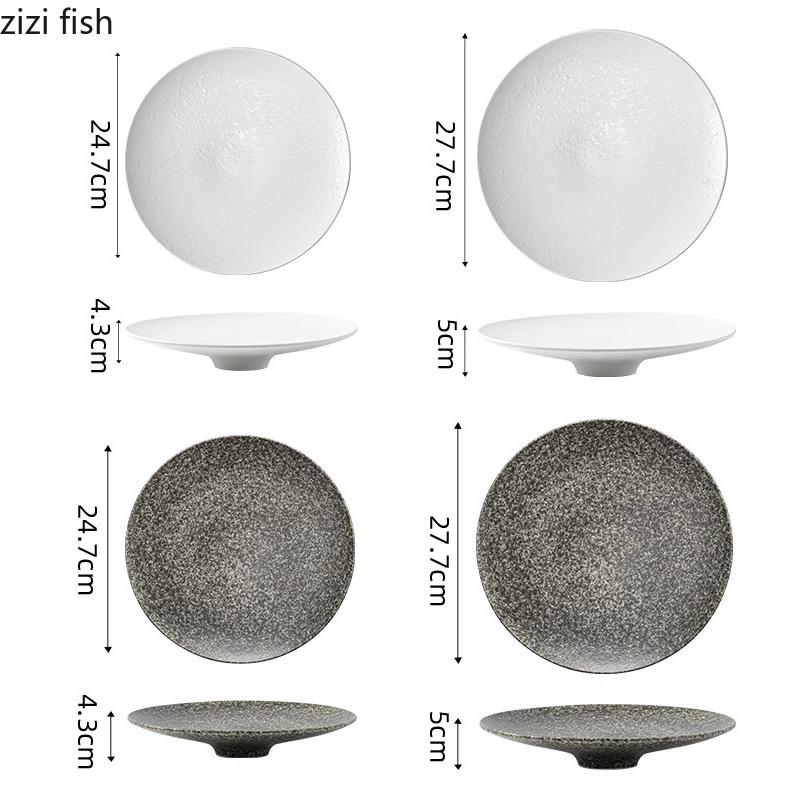 Creative High Foot Ceramic Plate Restaurant Salad Plate Dessert Dish Steak Plate Sushi Dish Molecular Cuisine Featured Tableware