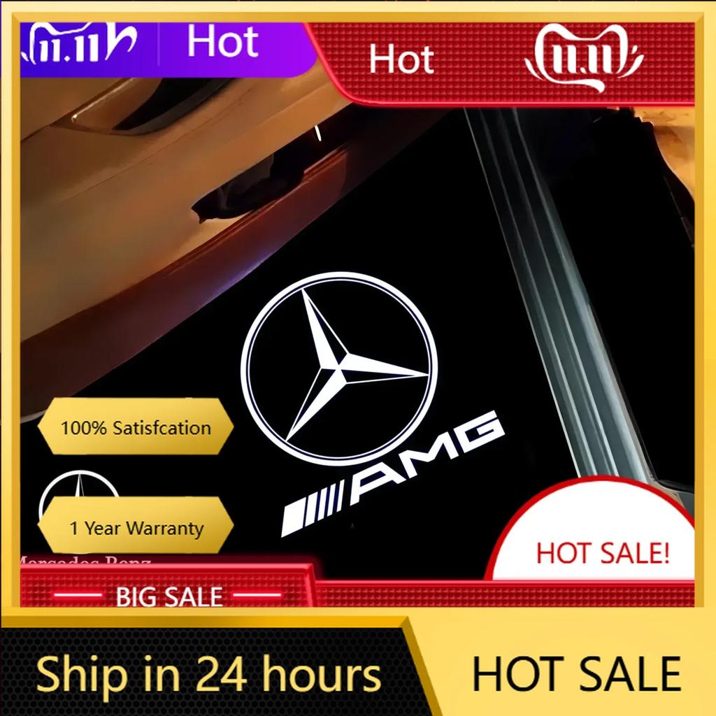 C200 E200 New 2025 For Mercedes Benz 2Pcs LED Light Car Door Projector Lamps Accessories For Mercedes Benz AMG A B C M ML GLA GL