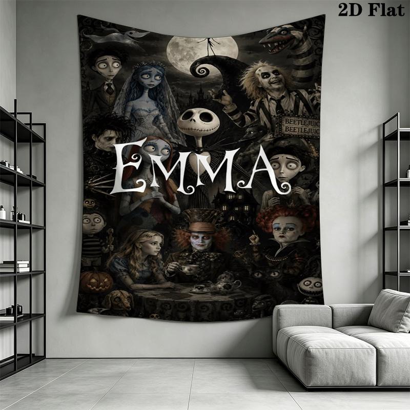 Nightmare Before Emma'S Adventure Tapestry Background Cloth Fashion Print Background Cloth Wall Decoration Christmas Gift