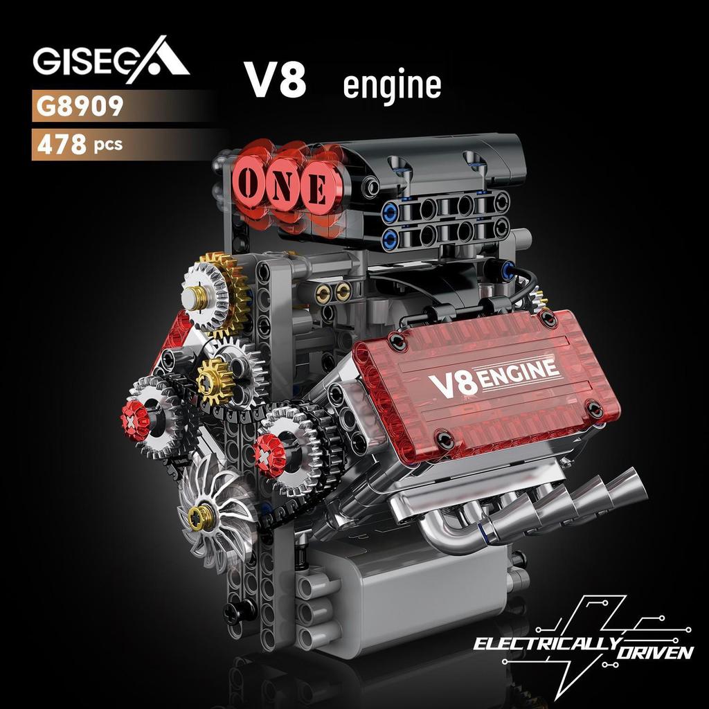 Cross-Border V8 Engine Building Blocks: Electric Mechanical Model for Educational Assembly
