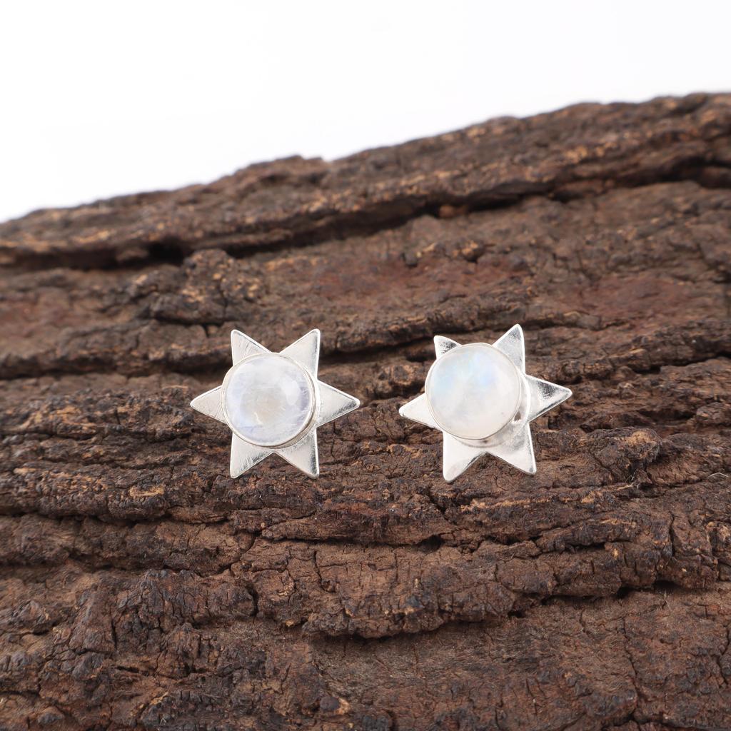 Rainbow Moonstone Earrings Gemstone Jewelry, 925 Solid Sterling Silver Earrings, Gift For Women Handmade Earrings