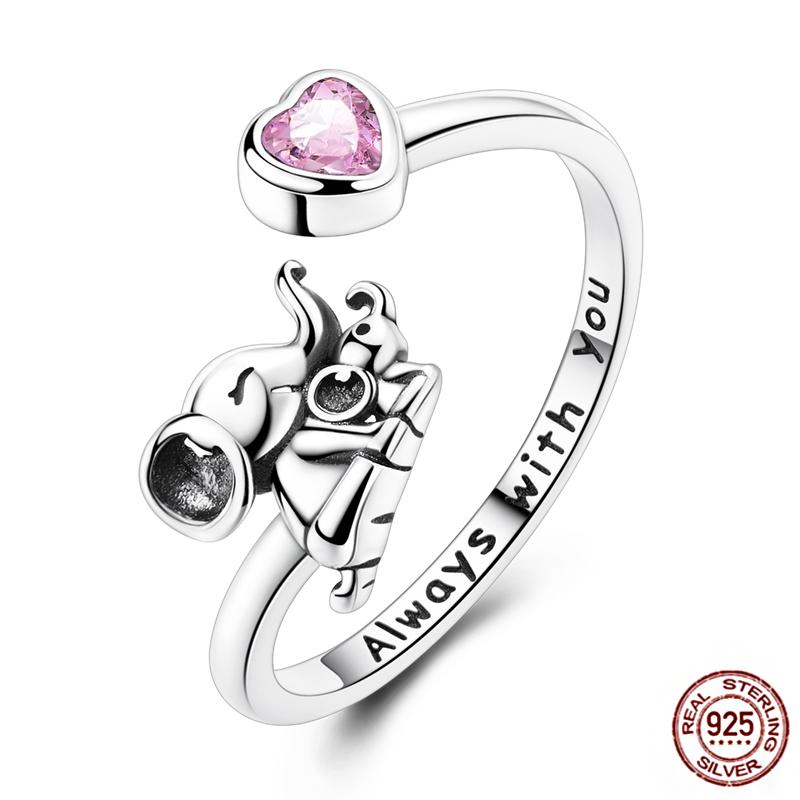 

Free Size 925 Sterling Silver Ring Butterfly Sun Moon Sunflower Crystal Original Adjustable Rings for Women Wedding Jewelry Gift