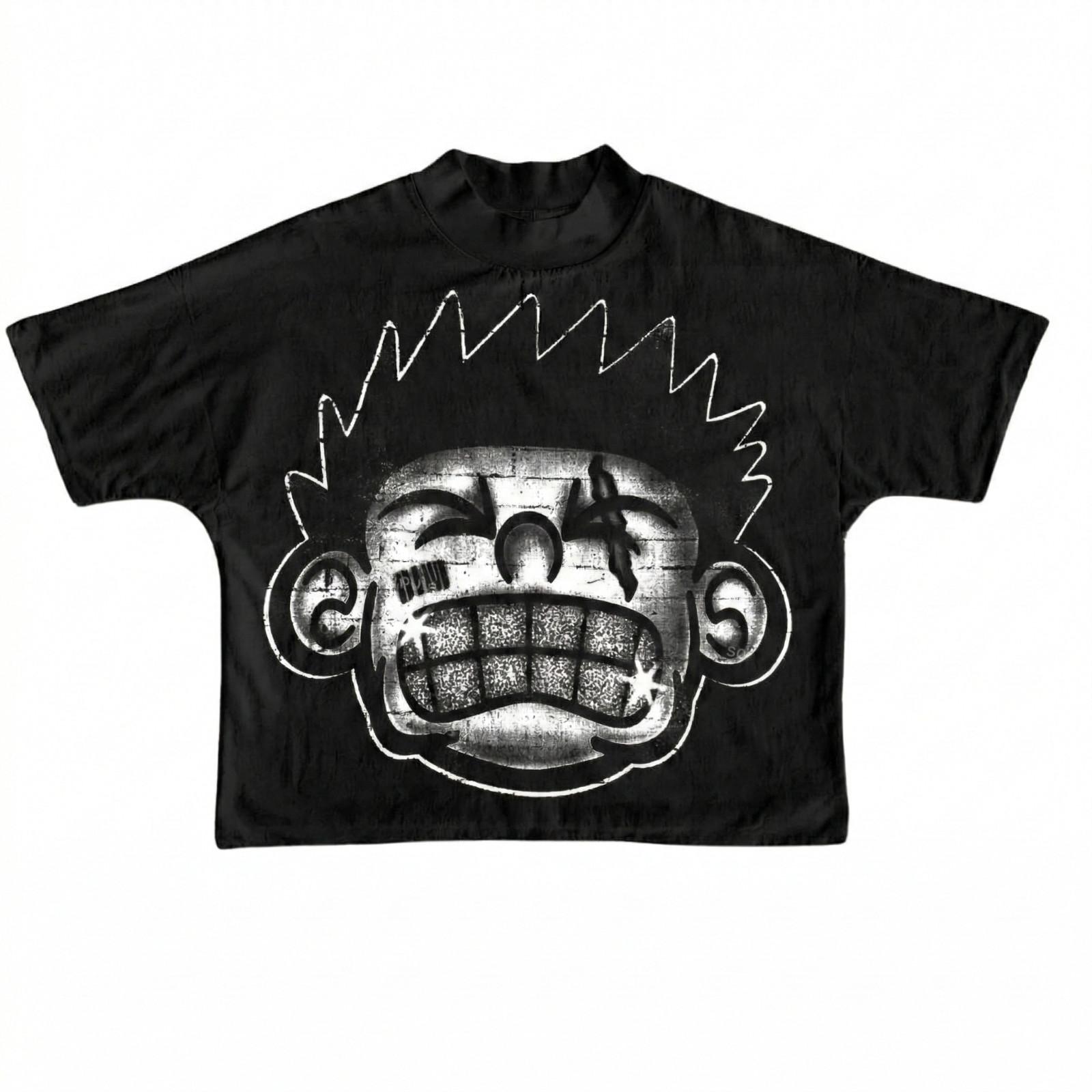 Streetwear Graphic Tee Black Men Vintage Hip Hop Punk T-Shirt Grunge Y2K Aesthet Unisex T-Shirt S