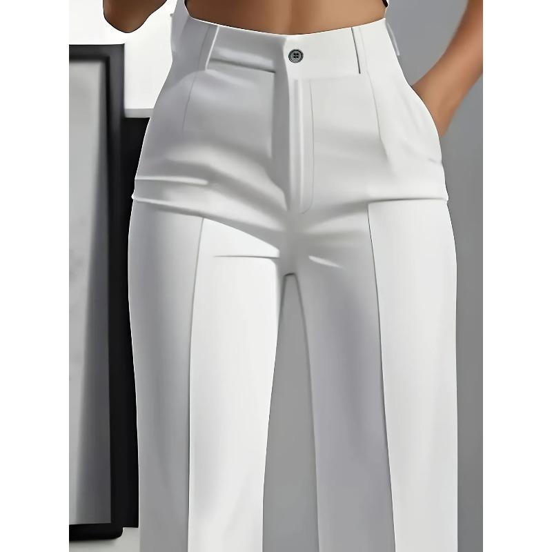 European American Women's High Waisted DrapedStraight Cut Simple Suit Pants Women