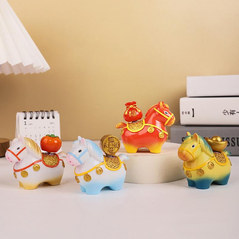 Zodiac Horse Ornaments Handcrafted Year Of The Horse Resin Cartoon Horse Statue Diy Craft