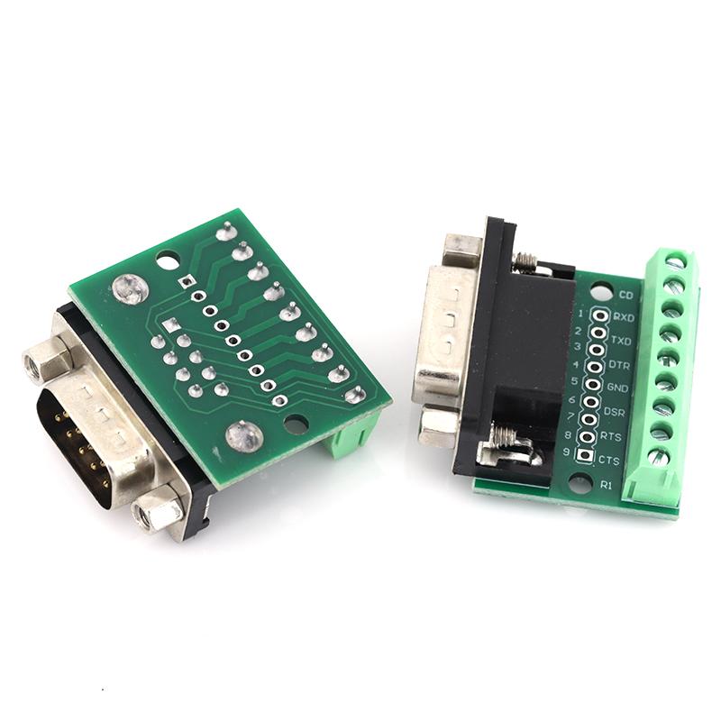 Stlxy DB9 Male Female Adapter Signals Terminal Module RS232 RS485 Serial To Terminal 9-Pin 9-Hole Connector